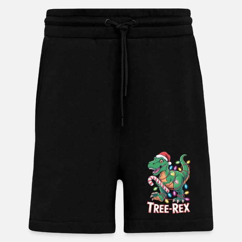 Tree-Rex Dinosaurier - T-Rex mit Lichterkette - Shorts - made by SPREAD - SOLID BLACK