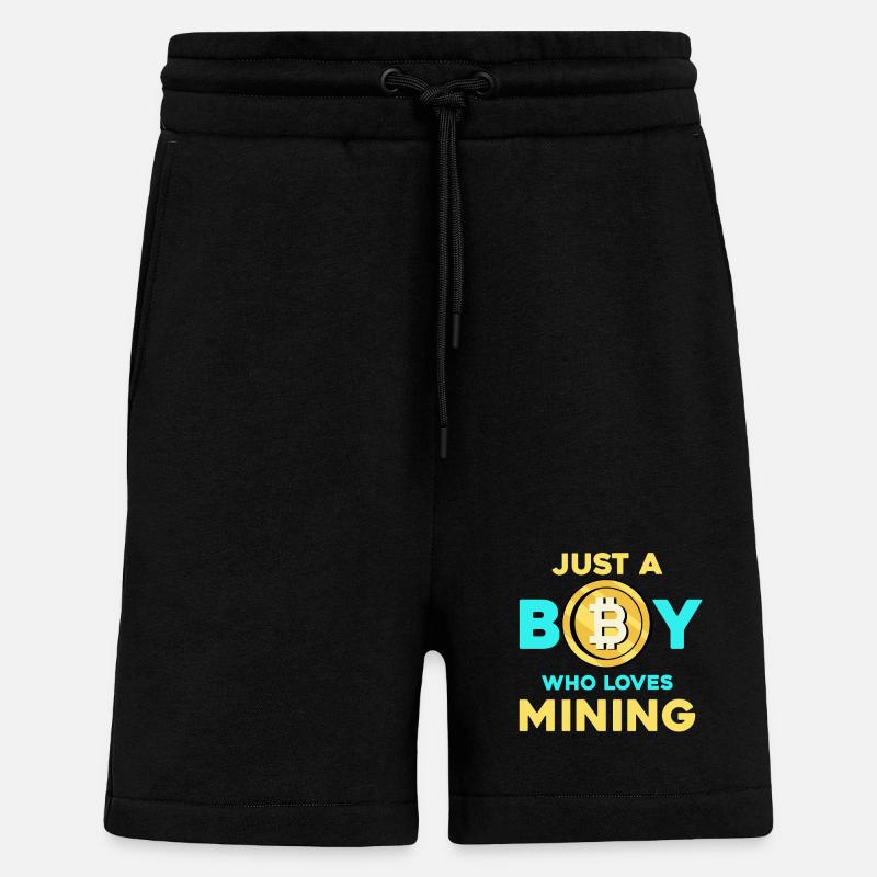 Crypto Mining Boy – Bitcoin Passion - Shorts - made by SPREAD - SOLID BLACK