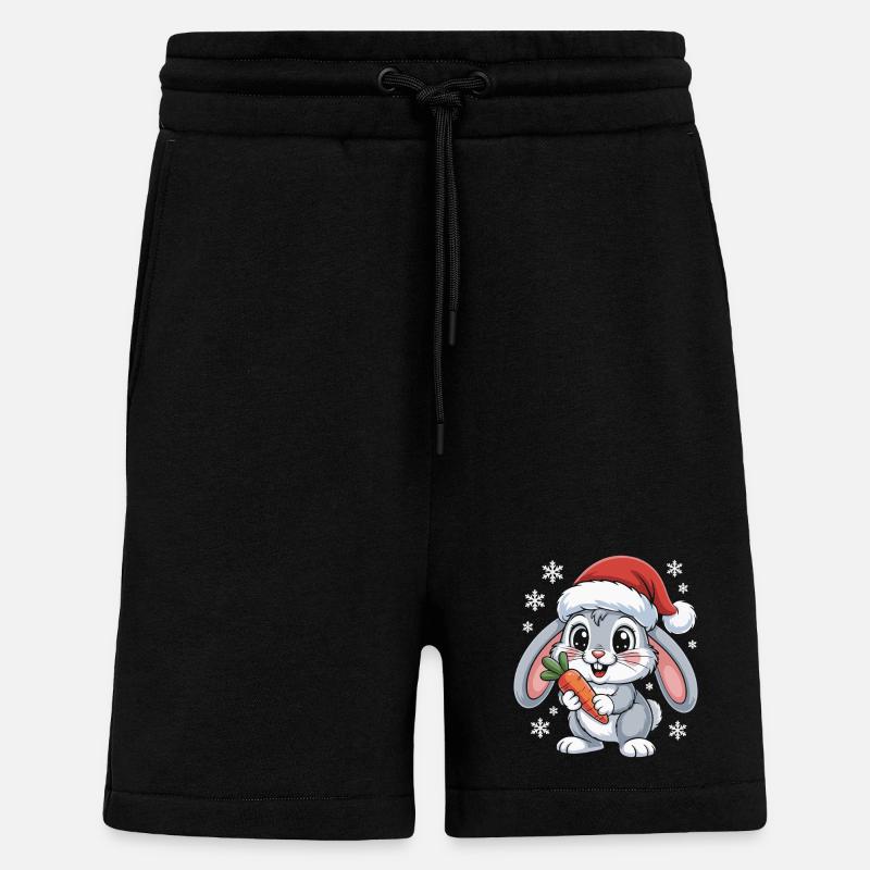 Lapin d’hiver avec carotte - Short bio décontracté fabriqué en UE - SOLID BLACK