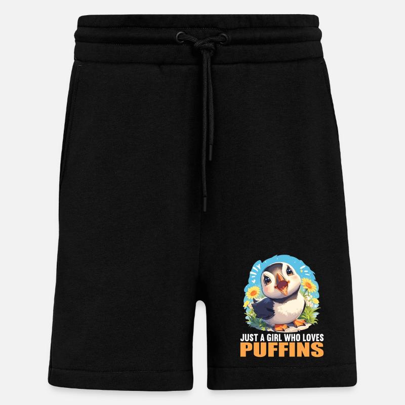 Macareux Papageientaucher - Short bio décontracté fabriqué en UE - SOLID BLACK