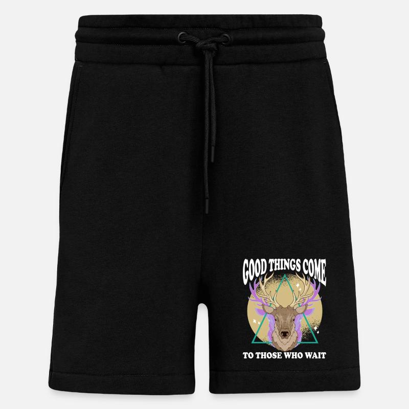Deer head with geometric triangle - Shorts - made by SPREAD - SOLID BLACK
