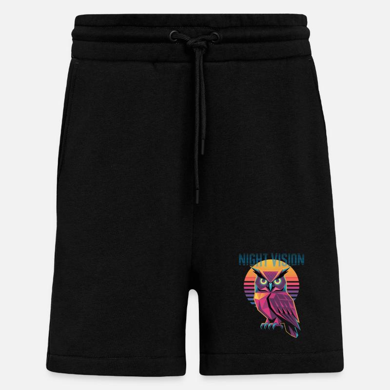 Night Vision Eule Retro Synthwave Sunset - Shorts - made by SPREAD - SOLID BLACK