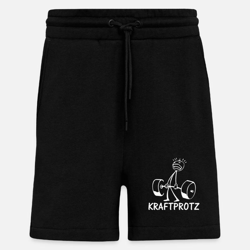 Strichmännchen KRAFTPROTZ Lustiges - Shorts - made by SPREAD - SOLID BLACK