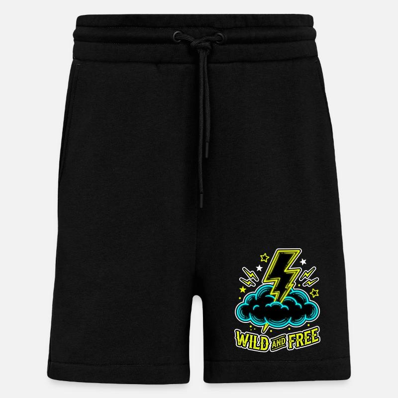 Wild And Free Lightning Cloud - Shorts - made by SPREAD - SOLID BLACK