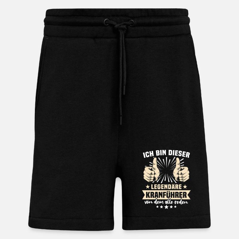 Dictons des opérateurs de grue - Short bio décontracté fabriqué en UE - SOLID BLACK