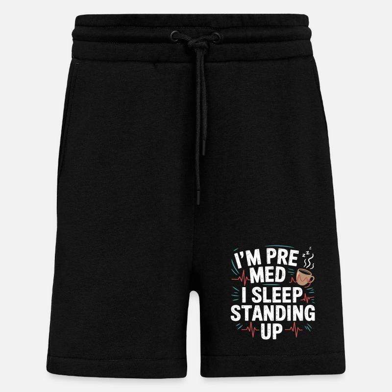 Ich bin Premed: Schlafen Stehend - Shorts - made by SPREAD - SOLID BLACK