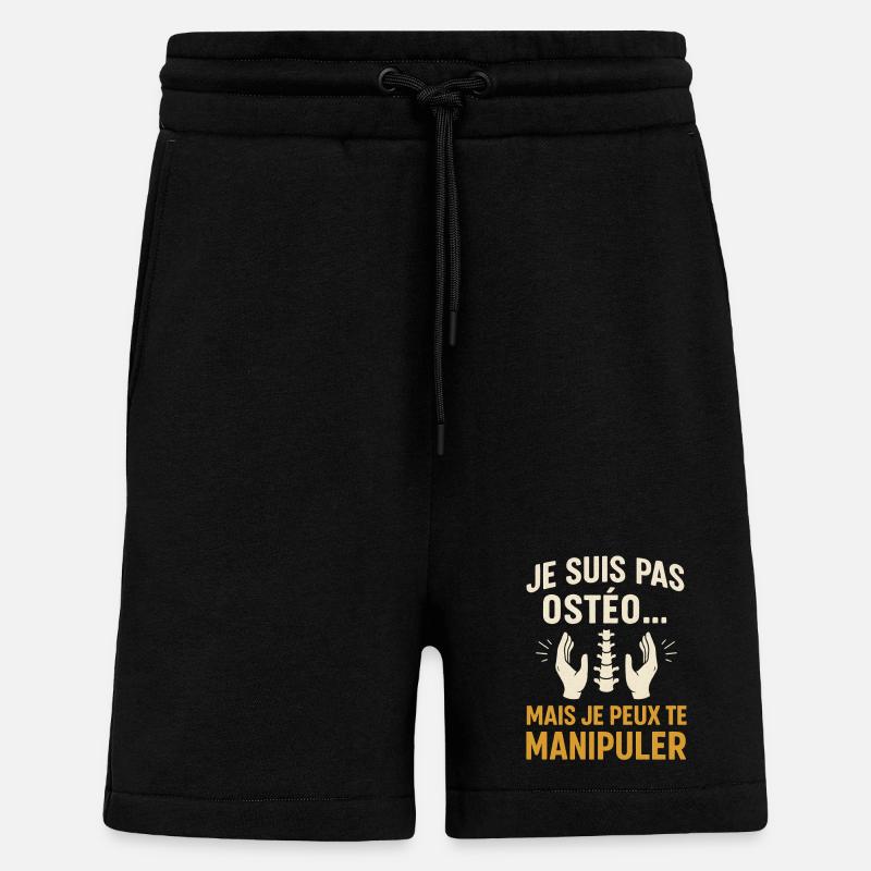 Pas Ostéo Manipulateur Humour Coquin - Short bio décontracté fabriqué en UE - SOLID BLACK