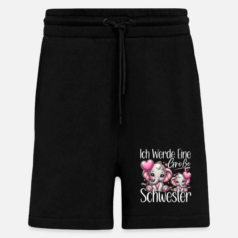 Große Schwester Elefanten Älteres Geschwisterkind - Shorts - made by SPREAD - SOLID BLACK