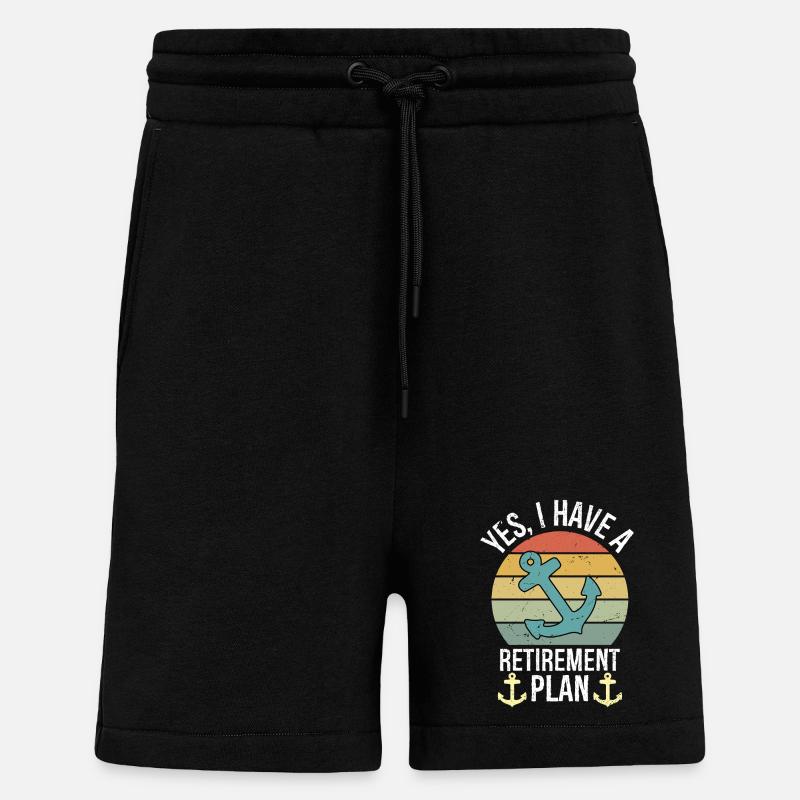 Plain Sailing Boat Retirement Plan Gift - Shorts - made by SPREAD - SOLID BLACK