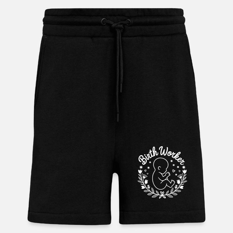Emblème du bébé obstétricien - Short bio décontracté fabriqué en UE - SOLID BLACK