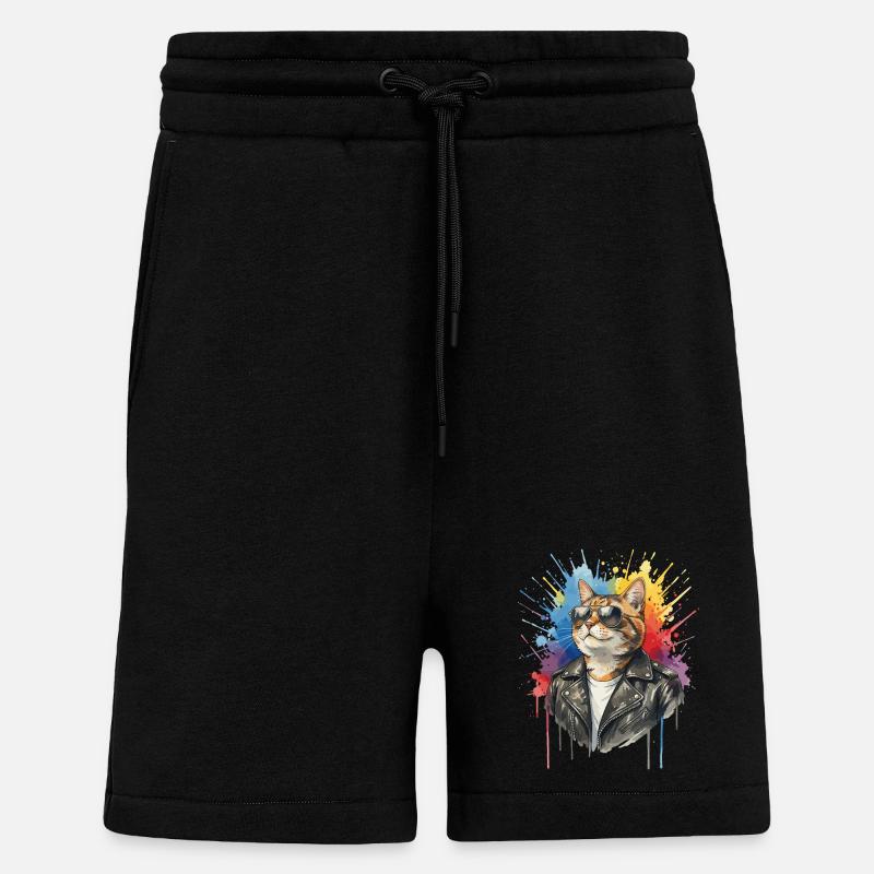 Katze mit Sonnenbrille, Coole Katze - Shorts - made by SPREAD - SOLID BLACK