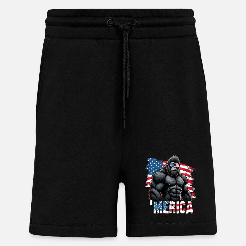 Gorille musclé avec drapeau - Short bio décontracté fabriqué en UE - SOLID BLACK