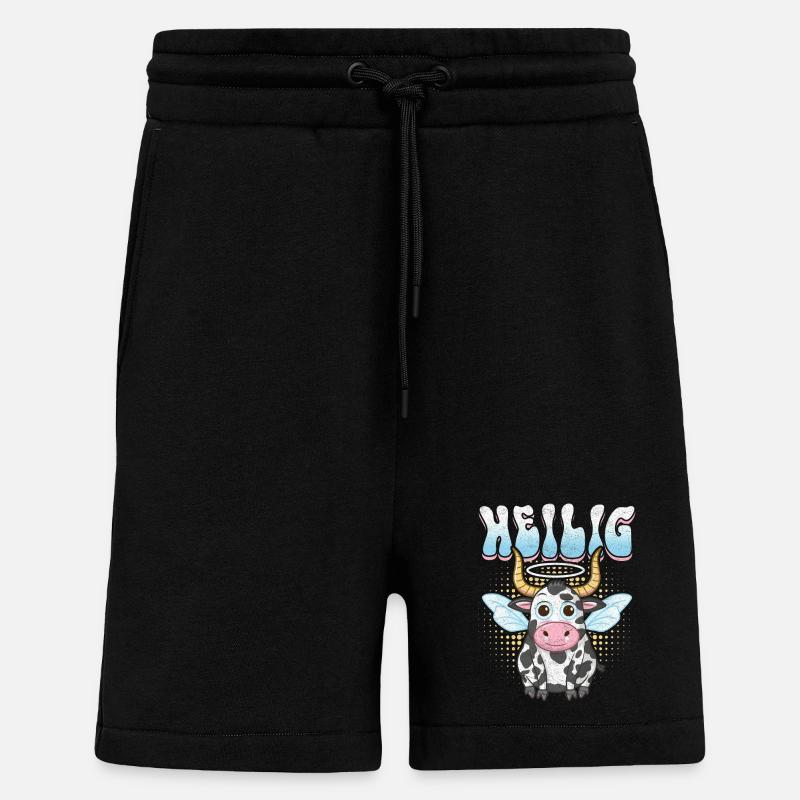 Vache Sacrée avec Auréole et Ailes - Short bio décontracté fabriqué en UE - SOLID BLACK