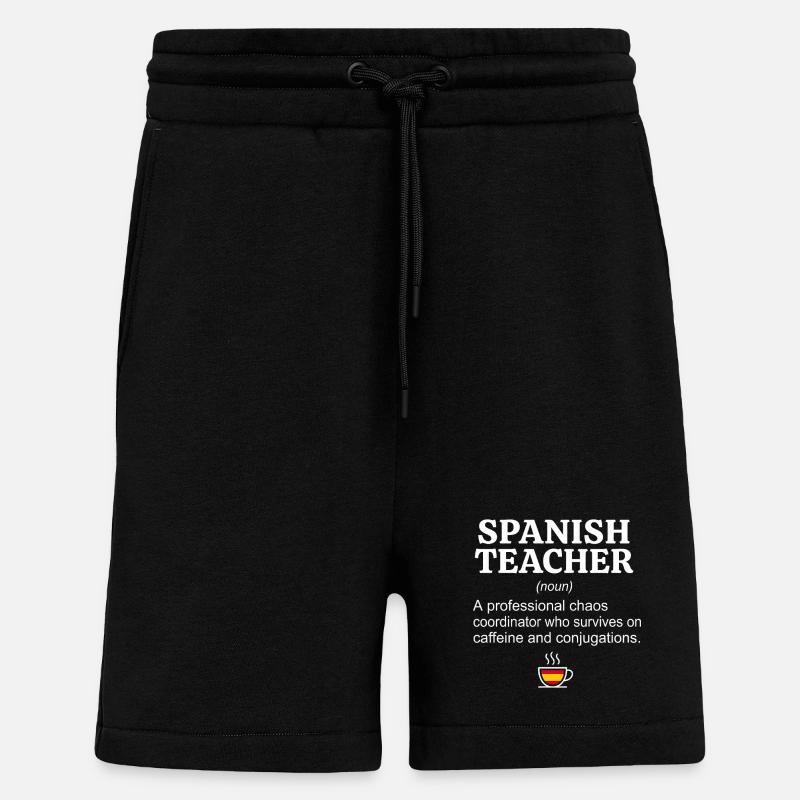 Spanisch Lehrer Definition - Kaffee & Konjugation - Shorts - made by SPREAD - SOLID BLACK