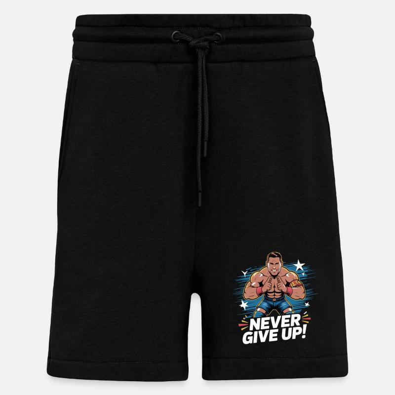 Ne jamais abandonner le héros lutteur - Short bio décontracté fabriqué en UE - SOLID BLACK