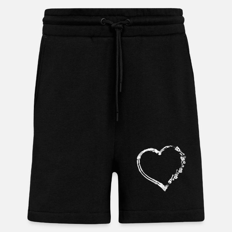 Cœur uké en ukulélé hawaïen - Short bio décontracté fabriqué en UE - SOLID BLACK