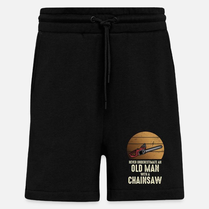Alter Mann mit Kettensäge - Shorts - made by SPREAD - SOLID BLACK