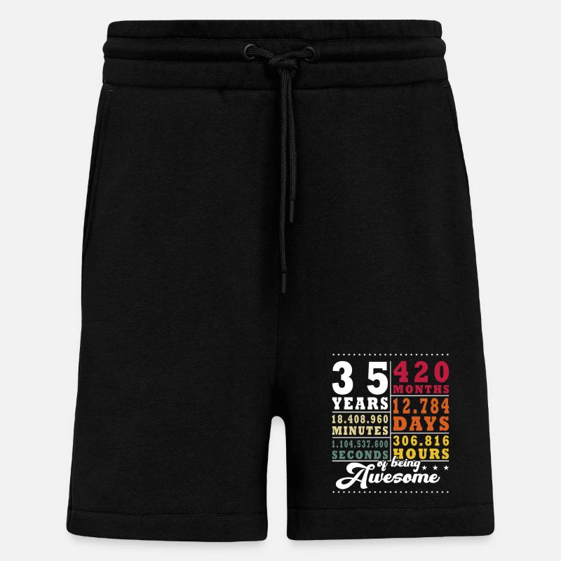 35 ans, trente-cinquième anniversaire - Short bio décontracté fabriqué en UE - SOLID BLACK
