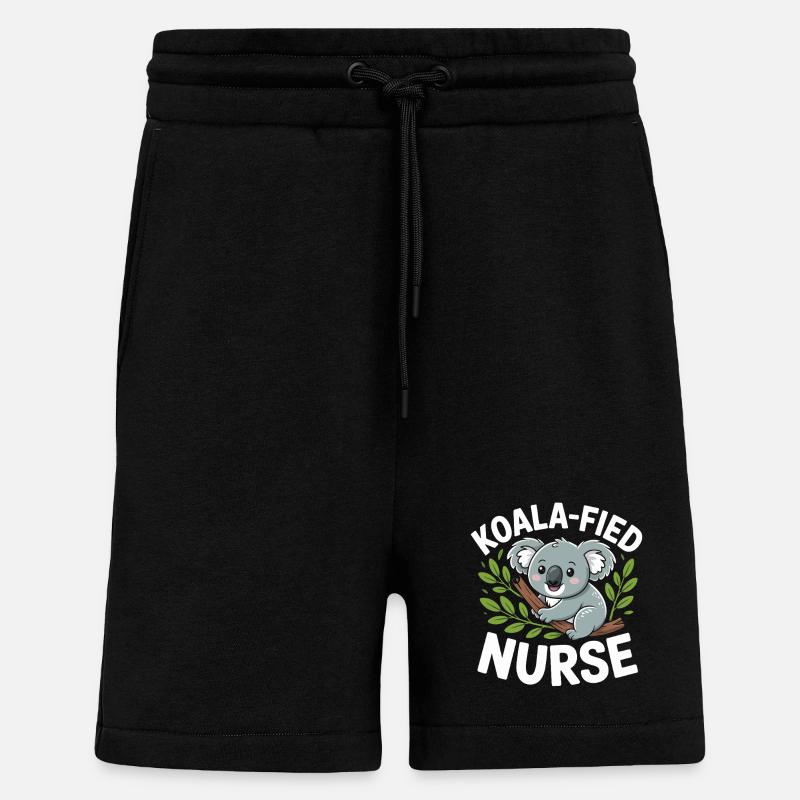 Infirmière koala dans l’arbre - Short bio décontracté fabriqué en UE - SOLID BLACK
