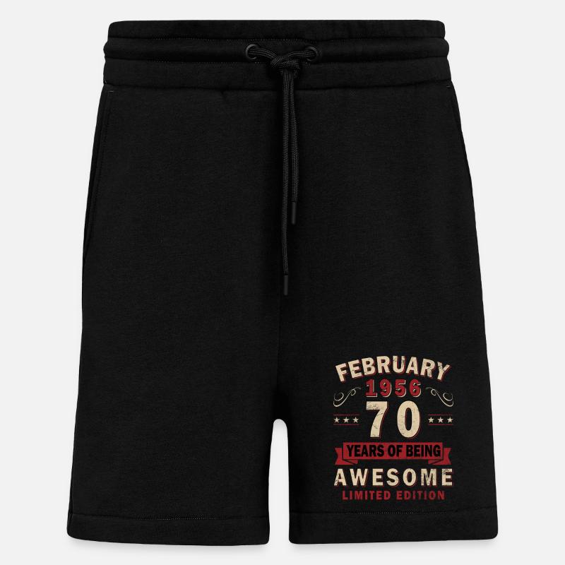 70e anniversaire – Année – février 1956 - Short bio décontracté fabriqué en UE - SOLID BLACK