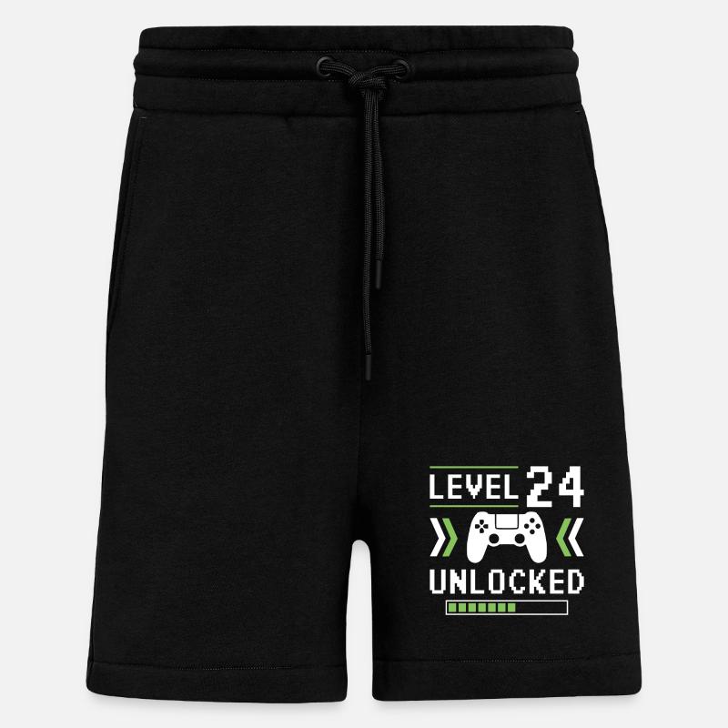 24e anniversaire Niveau 24 débloqué - Short bio décontracté fabriqué en UE - SOLID BLACK