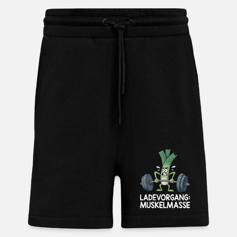 Weightlifter LOADING MUSCLE MASS Funny - Shorts - made by SPREAD - SOLID BLACK