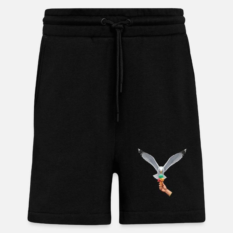Lustige Möwe Stiehlt Eiscreme - Shorts - made by SPREAD - SOLID BLACK