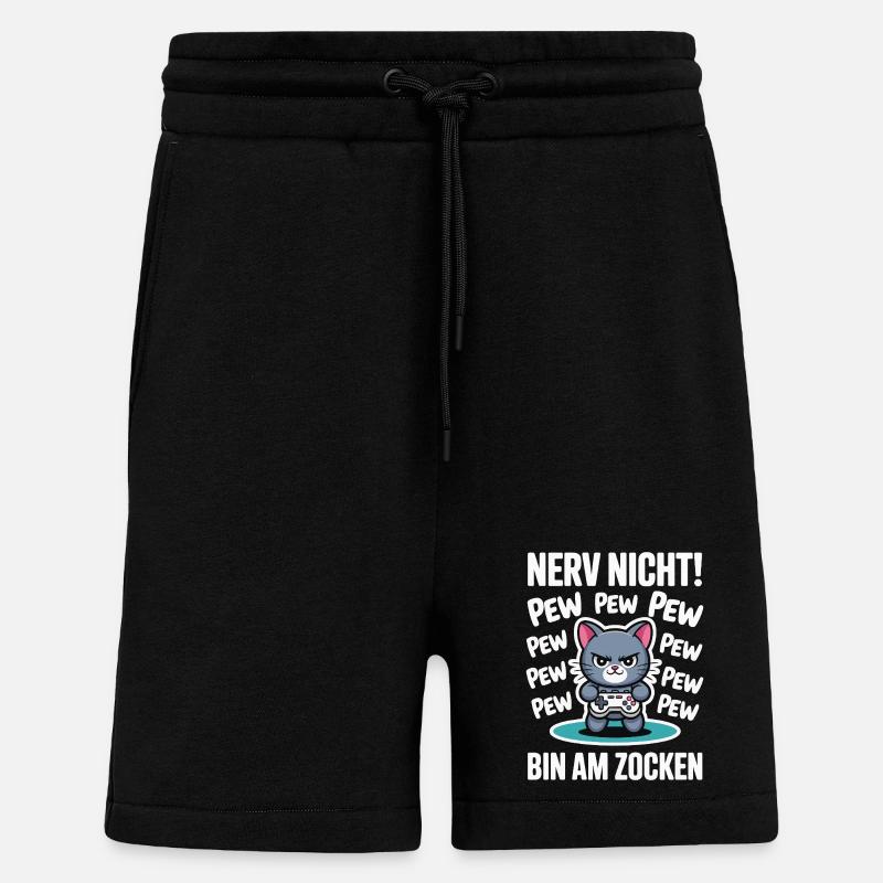 Courage Not I Gaming Cat Design - Short bio décontracté fabriqué en UE - SOLID BLACK