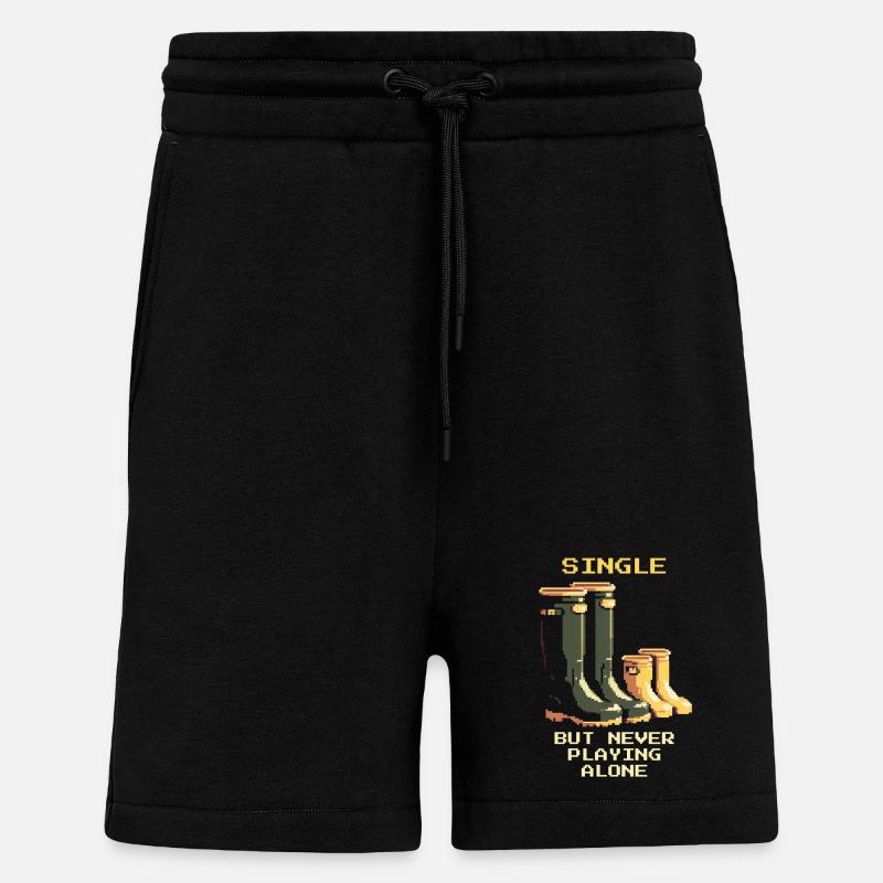 Célibataire, mais jamais seul | Parent célibataire - Short bio décontracté fabriqué en UE - SOLID BLACK