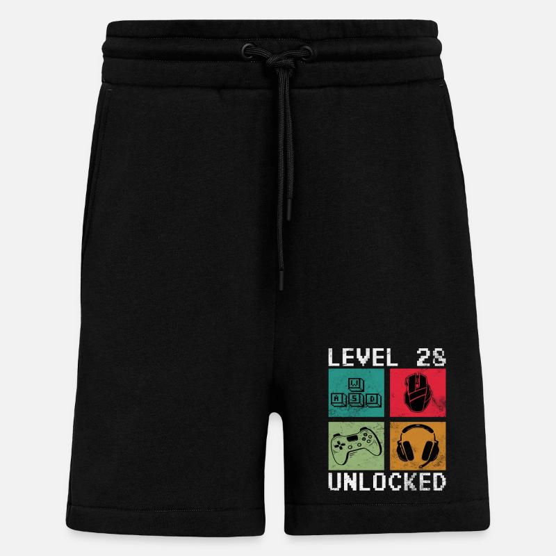 28e anniversaire Niveau 28 débloqué - Short bio décontracté fabriqué en UE - SOLID BLACK
