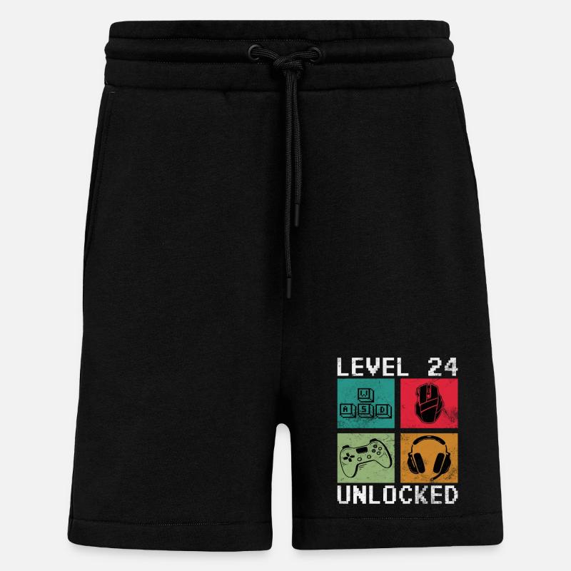 Level 24 Unlocked - Shorts - made by SPREAD - SOLID BLACK