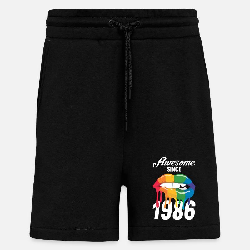 Rainbow Lips 1986 - Short bio décontracté fabriqué en UE - SOLID BLACK