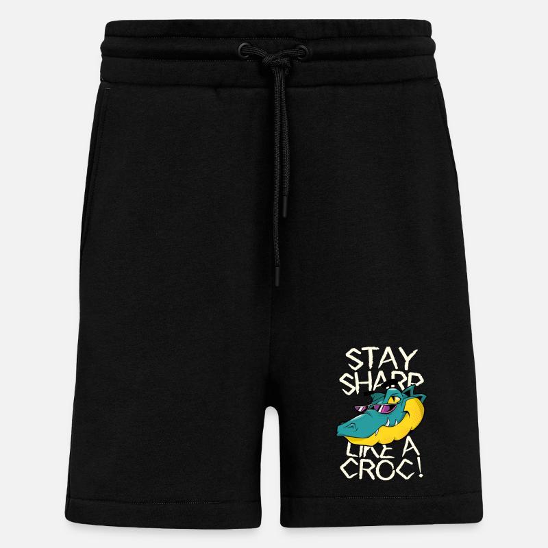 Reste vigilant - Crocodile avec style - Short bio décontracté fabriqué en UE - SOLID BLACK