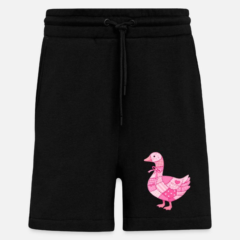 Patchwork Duck Pink - Shorts - made by SPREAD - SOLID BLACK