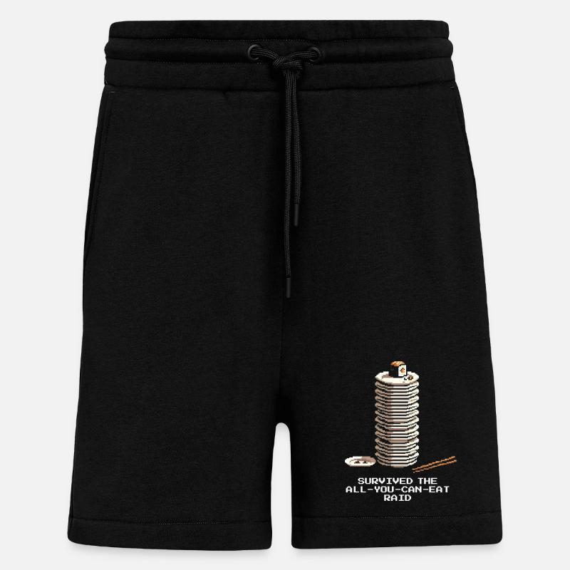 Survived All-You-Can-Eat Raid | Sushi Buffet - Shorts - made by SPREAD - SOLID BLACK