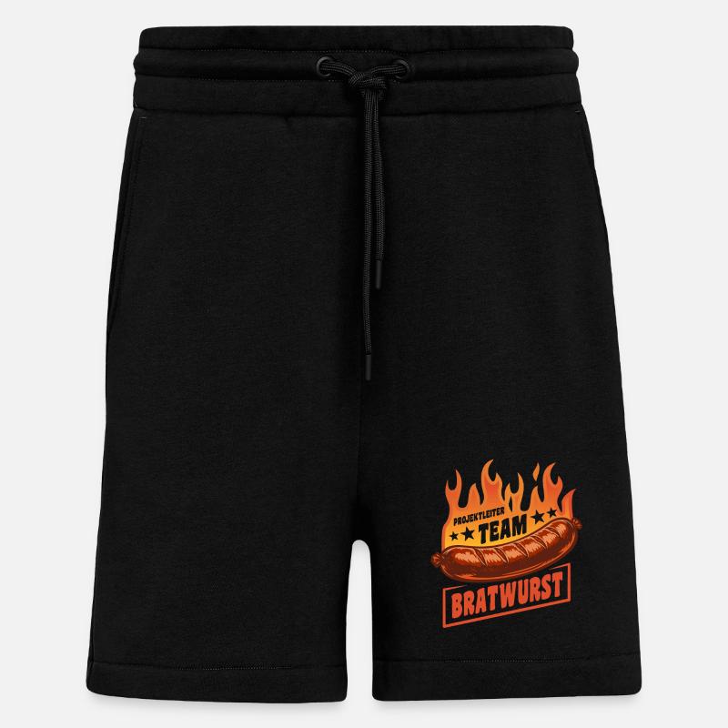 Projektleiter Team Bratwurst | Grillen Feuer - Shorts - made by SPREAD - SOLID BLACK