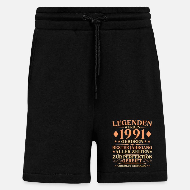 35e anniversaire Né en 1991 - Short bio décontracté fabriqué en UE - SOLID BLACK