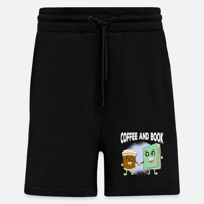Kaffee trifft Buchfreundschaft - Shorts - made by SPREAD - SOLID BLACK