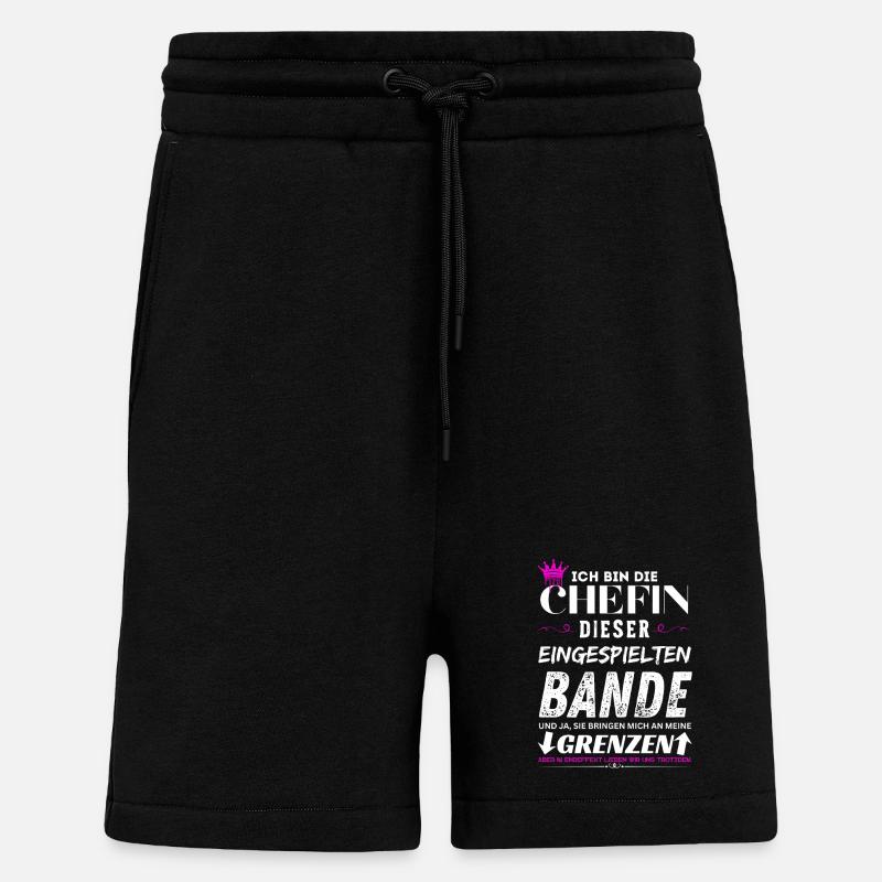 Chefin dieser Eingespielten Bande Chefin Geschenke - Short bio décontracté fabriqué en UE - SOLID BLACK