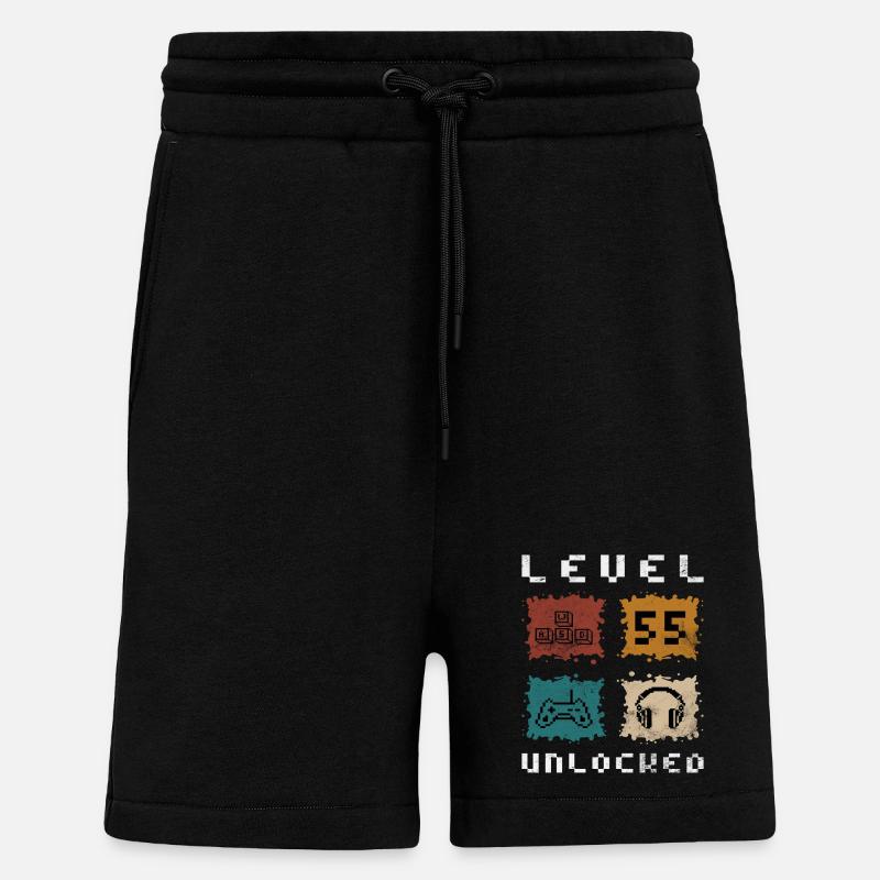 55e anniversaire Niveau 55 débloqué - Short bio décontracté fabriqué en UE - SOLID BLACK