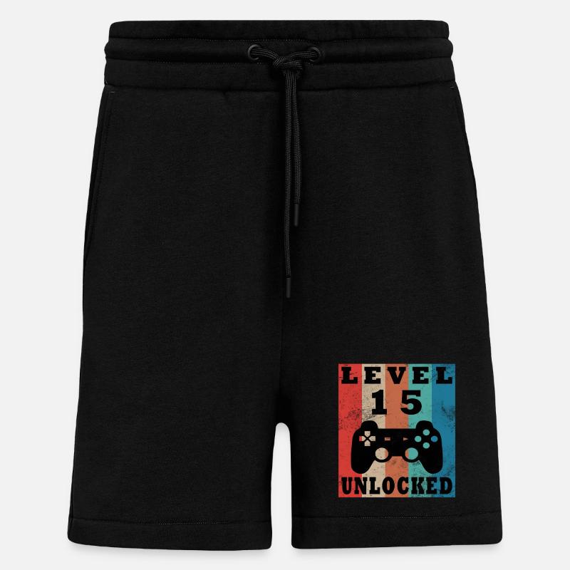 Level 15 Freigeschaltet Retro Controller - Shorts - made by SPREAD - SOLID BLACK