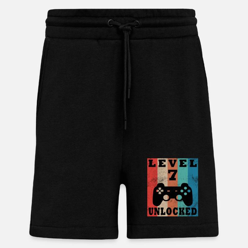 Level 7 Unlocked Retro Controller - Shorts - made by SPREAD - SOLID BLACK