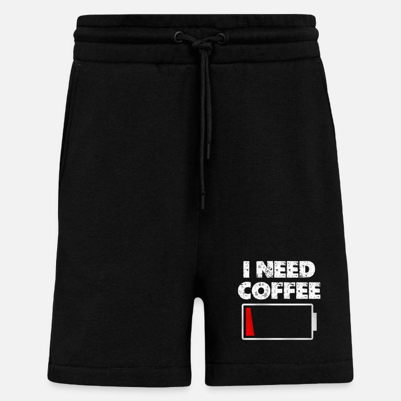 I need coffee battery empty - Shorts - made by SPREAD - SOLID BLACK