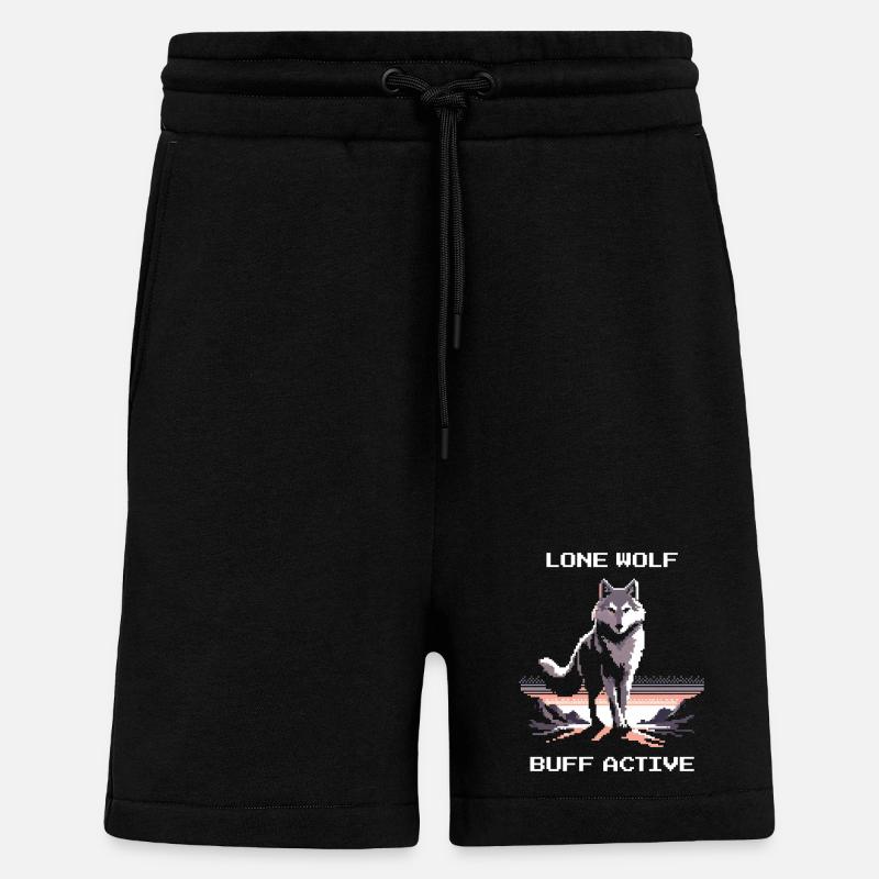 Loup Solitaire actif | Puissance du loup - Short bio décontracté fabriqué en UE - SOLID BLACK