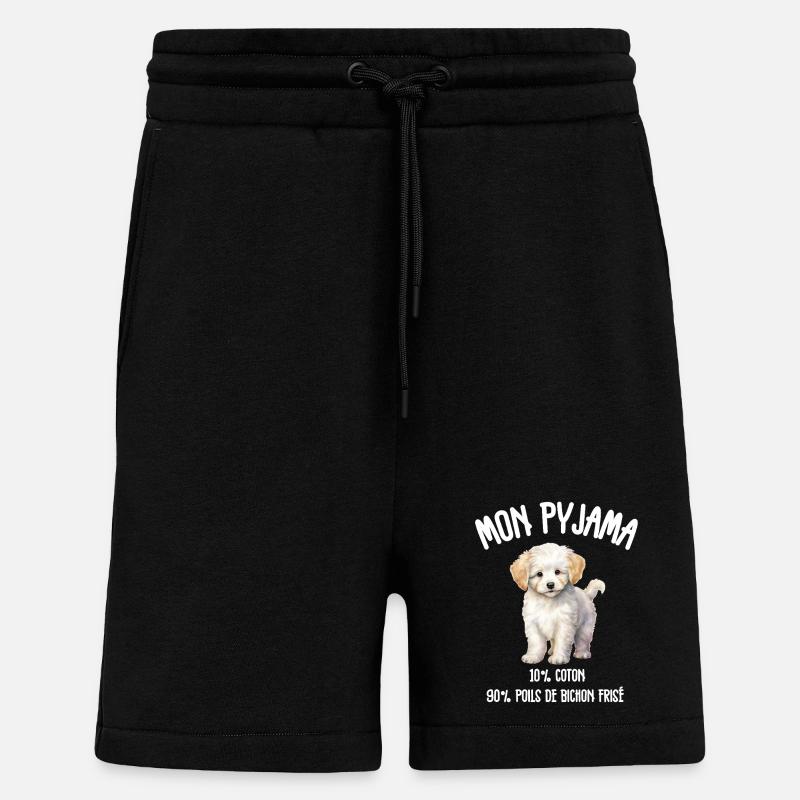 Pyjama Drôle Chien Bichon - Short bio décontracté fabriqué en UE - SOLID BLACK