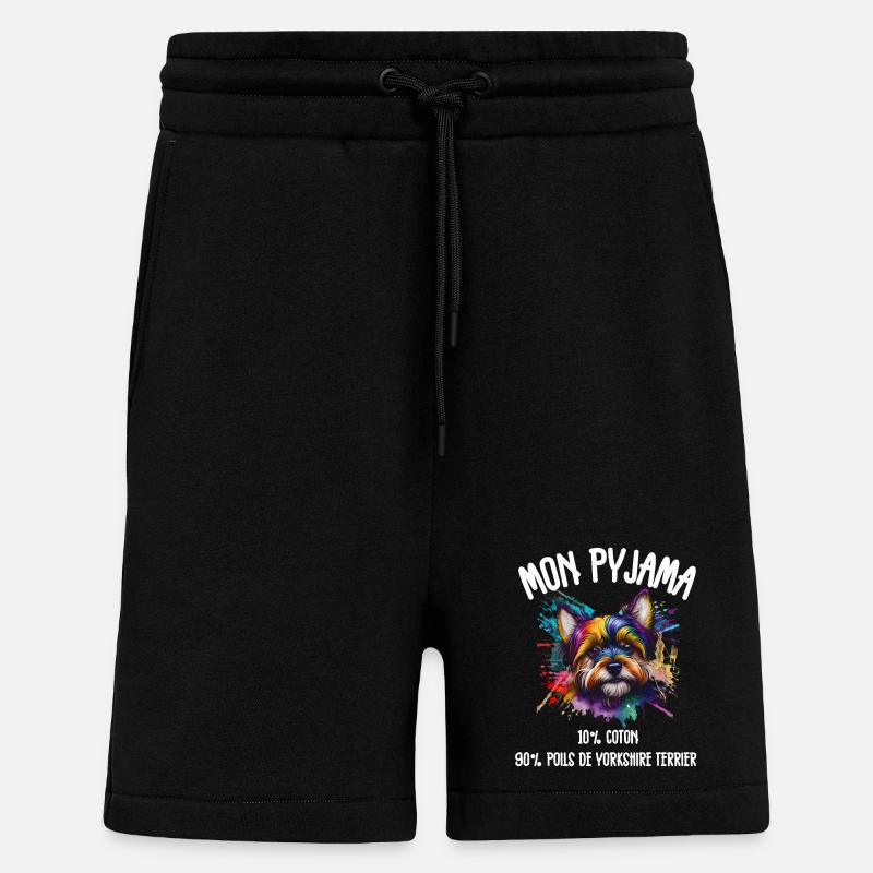 Pyjama Chien Yorkshire Drôle - Short bio décontracté fabriqué en UE - SOLID BLACK