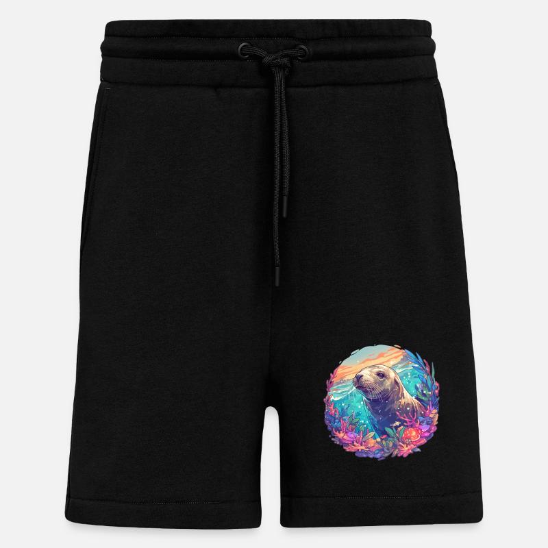 Lions de mer Lion de mer - Short bio décontracté fabriqué en UE - SOLID BLACK