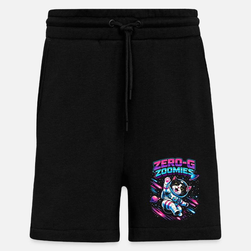 Null-G Zoomies | Humour spatial Astro Cat - Short bio décontracté fabriqué en UE - SOLID BLACK