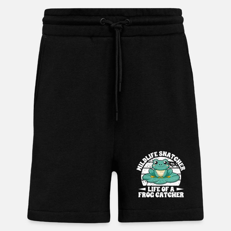 Frog Catcher Mildlife Snatcher Frog - Shorts - made by SPREAD - SOLID BLACK