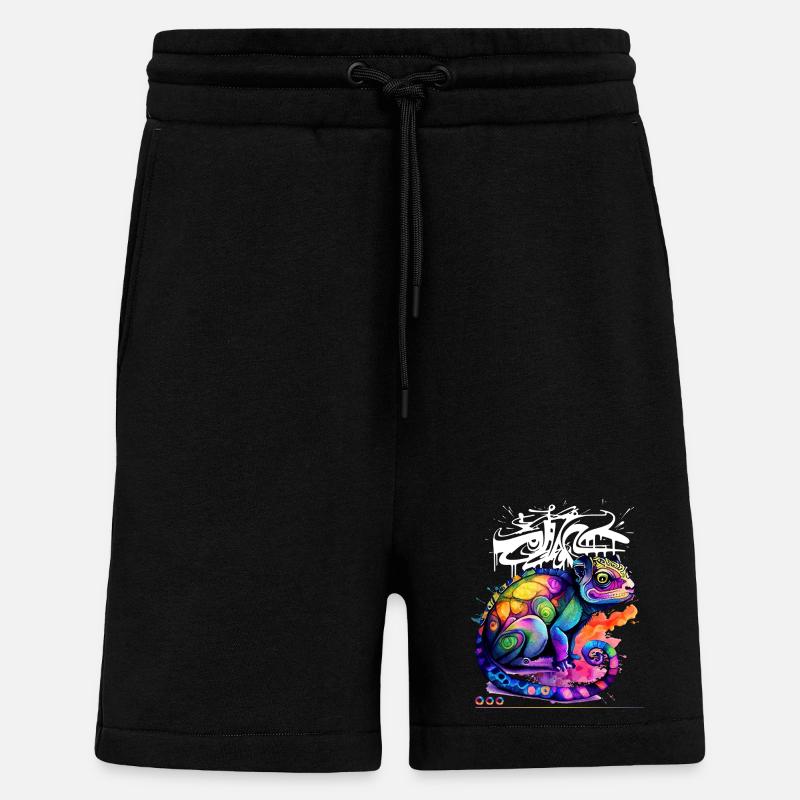 Farbenfroher Chamäleon Graffiti - Shorts - made by SPREAD - SOLID BLACK